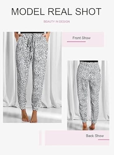 Dokotoo Womens Summer Comfy Casual Loose Breezy Leopard Drawstring Elastic Waist Loose Jogging Jogger Pants Sweatpants for Women with Pockets Large - Image 4
