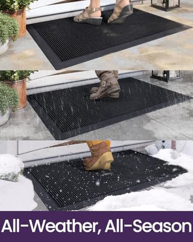 DEXI Front Door Mats Outside Entrance, Heavy Duty Non-Slip Rubber Entry Mat, Dirt Trapping Waterproof Low-Profile Welcome Doormat for Entryway, 24x36, Black - Image 9