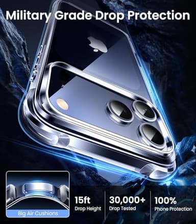 Mkeke for iPhone 17 Pro Max Case Clear, [Not Yellowing] [Military-Grade Drop Protection] Protective Clear for Apple 17 Pro Max Case with Shockproof Bumper 2025 - Image 3