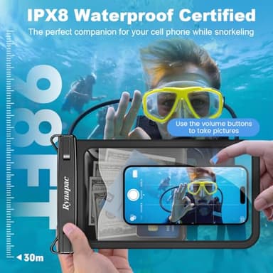 [Up to 10"] Large Waterproof Phone Pouch Bag - 2 Pack Waterproof Phone Case for iPhone 17 16 15 14 Pro Max Galaxy S25 S24 Ultra, IPX8 Cellphone Water Protector Pouch Beach Essentials Travel Must Haves - Image 2