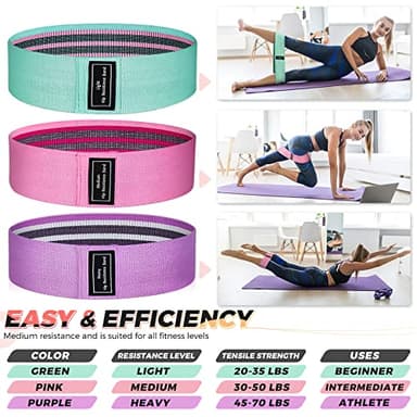 Renoj Resistance Bands, Yoga Starter Sets for Women and Men, 3 Set of Stretch Exercise Workout Bands for Booty Legs, Elastic Pilates Flexbands - Image 3