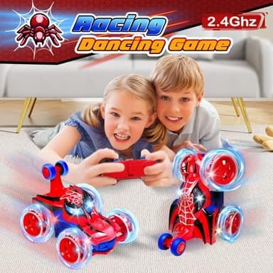 Kids Toys Spider RC Car for Boys 4-7 - Cool Spider Monster Remote Control Crawler Toy 360° Flip Fast Stunt & 4WD Light Up Wheel - Fun Boy Gift Idea for Birthday Chirstmas Stuff Age 3 4 5 6 7 8 - Image 4