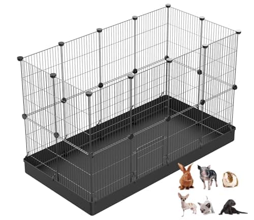 LANGXUN 24pcs DIY Small Animal Pet Playpen with Waterproof Mat, C&C Cage for Puppy Kitten, Rabbit Cage,Guinea PigsGuinea Pig Cages | Indoor & Outdoor Portable Metal Wire Yard Fence, Metal Pet Panels - Image 1