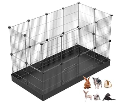 LANGXUN 24pcs DIY Small Animal Pet Playpen with Waterproof Mat, C&C Cage for Puppy Kitten, Rabbit Cage,Guinea PigsGuinea Pig Cages | Indoor & Outdoor Portable Metal Wire Yard Fence, Metal Pet Panels - Image 1