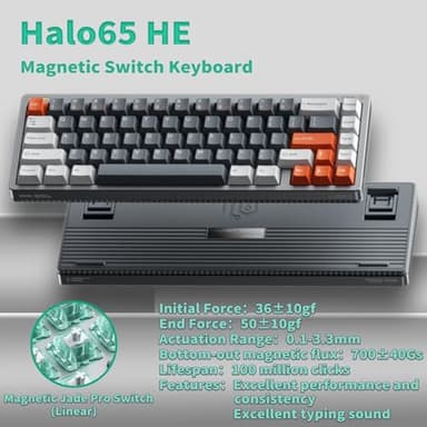 nuphy Halo65 HE Rapid Trigger Gaming Keyboard, 65 Percent 67 Keys Wired Magnetic Switches Keyboard, Hall Effect Keyboard, Hyper-Fast Adjustable Actuation, RGB Hot-swappable, 8K Hz Polling Rate - Image 6