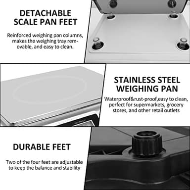 Price Computing Scale 88lb/40kg LCD Digital Commercial Price Scale with Stainless Steel Platform,Produce Scale & Food Scale for Farmers Market, Retail Outlets, Meat Shop (Flat Plate) - Image 8