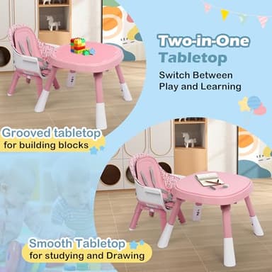 Xilingol 15-in-1 Convertible High Chair, 2-in-1 Baby Highchair & Activity Center W/Toys, Booster Seat | Building Block Table | Toddler Chair W/Removable Tray & 5-Point Harness & 2-Layer Cushion - Image 5