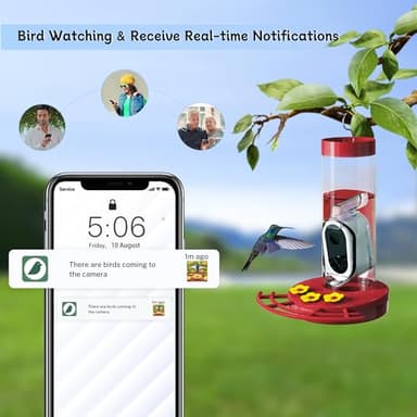 TT Nature Hummingbird Feeder with Camera Solar Powered, AI Identify Cloud Storage Instant Notification, CCPA Data Protection, Outdoor Hanging, Idea Gift for Family Friends (20 Ounces) - Image 3