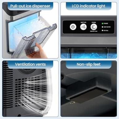 Chewable Crunchable Countertop Nugget Ice Maker，with Side Water Tank,41 Lbs in 24 Hours， Self-Cleaning, One-Click Operation, Stainless Steel,Ideal for Parties, Kitchens, Bars, Offices - Image 8