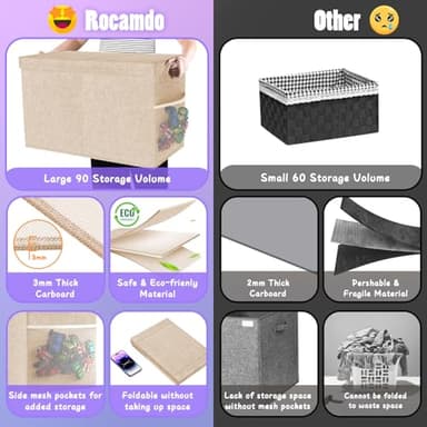 Large Toy Storage Box with Lid Divider, Sturdy Collapsible Toys Organizer Chest Kids Storage Bins Boxes Baskets for Boys, Girls, Nursery, Bedroom, Living Room, Playroom, 25"x13"x16", Beige - Image 7
