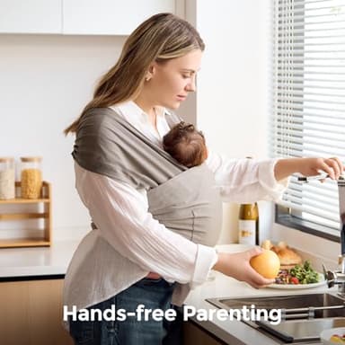 Momcozy Baby Wrap Carrier - Easy to Wear Infant Carrier Slings, Lightweight Hands Free Baby Sling, Adjustable Baby Carriers for Newborn to Toddler 8-35 lbs, Baby Wraps Carrier, Brown - Image 7