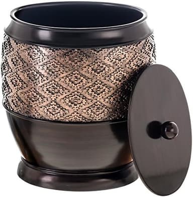 Creative Scents Dublin Brown Small Trash Can with Lid 1.26 Gal / 4.8L - Decorative Oval Waste Basket, Durable Resin Slim Bathroom Covered Garbage Can Wastebasket Bin for Diaper/Paper - Image 3