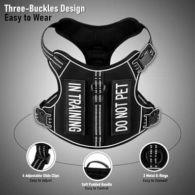 Dog Harness for Small Dog Breeds, Non Pulling Escape Proof Black Reflective Puppy Vest Harness with Handle, No Choke, Adjustable and Soft Padded, for Easy Walking and Training for Small Sized Dogs - Image 3