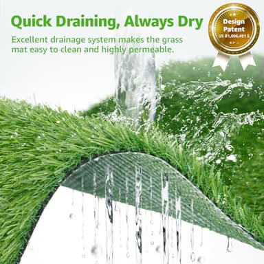 Dog Grass Large Potty Patch, Dog Litter Boxes Artificial Grass Bathroom Turf for Pet Training, Washable Puppy Pee Pad, Perfect Indoor/Outdoor Portable Potty Pet Loo (Tray system-35"X22.6") - Image 4