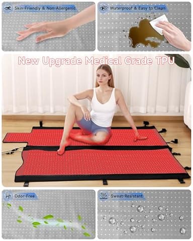 Adracy 2025 Medical-Grade TPU Red Light Therapy Mat, FSA&HSA Eligible 2570 LEDs Full Body Infrared Light Blanket for Pain Relief, 10-90 Min Timer, Includes Goggles & Storage Bag - Image 4