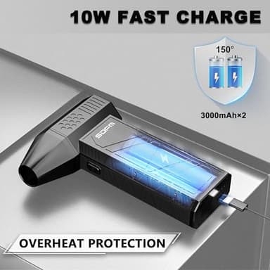 SDFM Compressed Air Duster - Electric Air Duster with Built in Brushless Motor,130,000RPM, 3-Speed Adjustable Air Blower - Suitable for Keyboard, Computer, car, and Home Cleaning (X3) (Max-Black) - Image 5