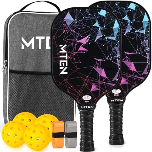 Pickleball Paddles Set of 2, USAPA Approved Fiberglass Surface Pickleball Set with 2 Pickleball Rackets,4 Pickleball Balls,1 Portable Carry Bag, Pickle Racket Set ​for Men Women - Image 1