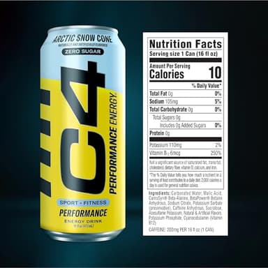 Cellucor C4 Carbonated Zero Sugar Energy Pre Workout Drink + Beta Alanine, (NEW) Sparkling Arctic Snow Cone, 16 Fl Oz, Pack of 12 - Image 2