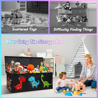 Mabahoo Extra Large Toy Box Chest, Collapsible Storage Organizer with Lids, Sturdy Dinosaur Toybox for Boys Girls, 40"x16"x16" Kids Storage Bin Box Baskets for Living Room, Playroom, Bedroom, Nursery - Image 4