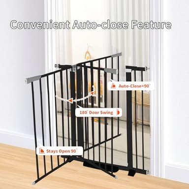 41 Inch Tall Baby Gate Auto Close Dog Gate Adjustable 29.92"-43.71" Wide Pressure Mounted Walk Through Swing Pet Gate for Doorways (Black, 29.92"-43.71" Wide) - Image 3