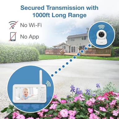 VTech Video Baby Monitor with 5" LCD Screen, Up to 17Hrs Video & 31Hrs Audio Battery Life, Night Vision, 1000ft Range, Pan-Tilt-Zoom, Lullabies, Soothing Sounds, Temperature Sensor, No WiFi: 924W - Image 10