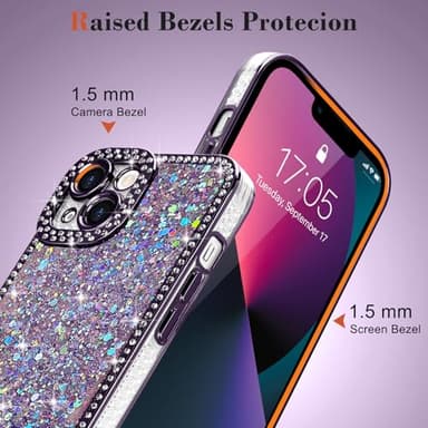 Lafunda for iPhone 13 Case Glitter, Luxury Shiny Bling Sparkly Phone Cover with Crystal Diamonds Rhinestone for Women Girls Soft TPU Slim Shockproof Protective Phone Case for iPhone 13 6.1", Purple - Image 4