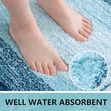 Arotive Microfiber Bathroom Rugs, Shaggy Soft and Absorbent Bath Rug, Non-Slip, Thick Plush Machine Washable Dry Bath Mats for Bathroom, Tub and Shower, 24x16, Peacock Blue - Image 3