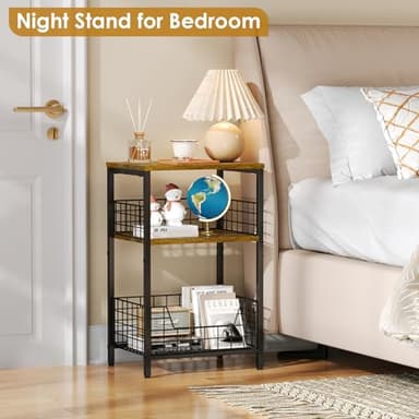 X-cosrack Side Table, Small End Table Record Player Stand with Storage, Vinyl Record Storage Night Stand for Living Room, Bedroom,Office(Patent Pending)(Rustic Brown & Black) - Image 8