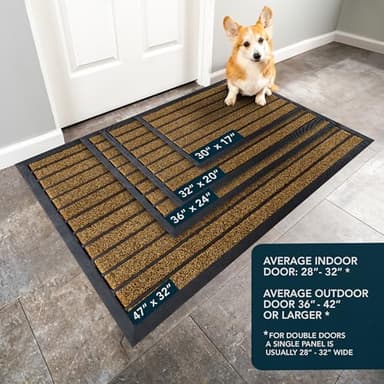 ubdyo Extra Durable Door Mat - Dirt Trapping Outdoor Welcome Mats - Non-Slip Outdoor Indoor Entrance - Low Profile Front Doormat (30" x 17", Bright Brown) - Image 3
