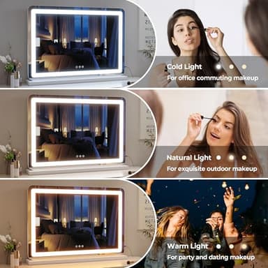 ZL ZELing Vanity Mirror with Lights, 32" x 23", LED Makeup Mirror, Dimmable 3-Color Lighting, 5X Magnification, Touch Screen Control, Wall-Mountable and Tabletop Design - Image 2
