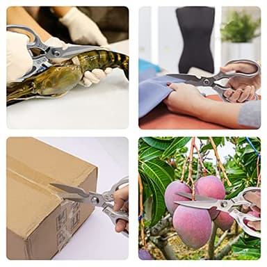 CGBE Kitchen Scissors, Multi-Purpose Kitchen Shears, Heavy Duty Dishwasher Safe Food Scissors for Chicken, Poultry, Fish, Meat & Herbs with Non-Slip Grips - Sliver - Image 4