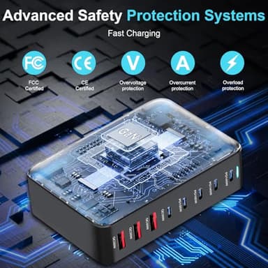 600W Fast USB C GaN Ⅲ Pro Charger Block,8 Port Charging Station,Dual 140W PD3.1 PPS Fast Charging Station for Multiple Devices Laptop Wall Charger Compatible with MacBook/iPhone 16/iPad etc - Image 7