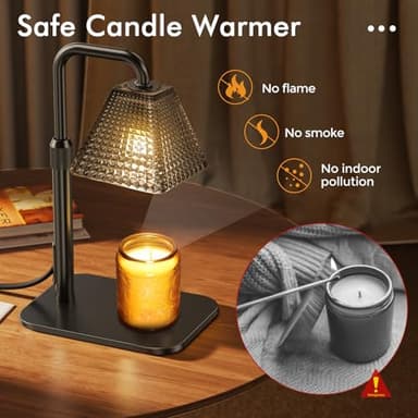 Candle Warmer Lamp with 2 Bulbs, Dimmer Adjustable Height Candle Lamp, 2/4/8H Timer, Home Decor, Wax Melts Warmer for Candle Jar, Thoughtful Daily Gifts for Housewarming, Birthday, Mother, Firends - Image 3