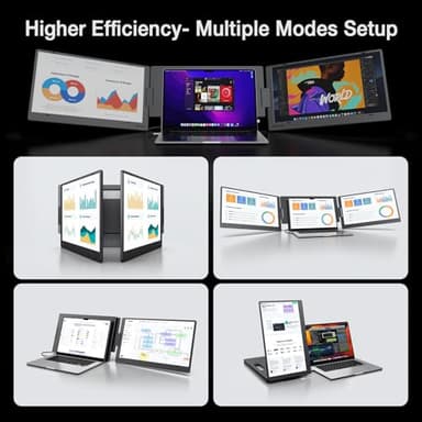 KYY 15.6" Laptop Screen Extender, 1080P FHD IPS Portable Monitor, One Cable USB-C Triple Monitor, Dual Travel Screen for 12"-17'' Laptops, 360° Rotation & Kickstand,X90D (Driver Need) - Image 8