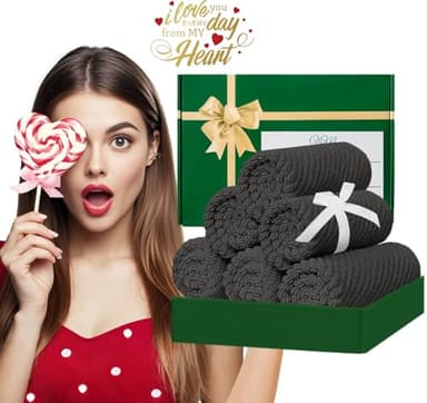 VOOVA & MOVAS Grey Washcloths (6PC, 13"x13") - 100% Cotton | Thick | Quick Dry | Light Weight, 6 Pack Hand Towels, Wash Cloths for Showering, Bathroom Gift Set, Dark Gray - Image 6