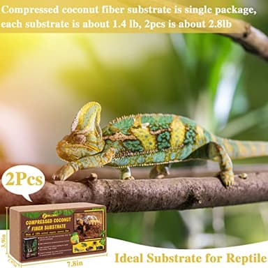ZeeDix 2 Pack Coconut Fiber Substrate, 100% Organic Coconut Husk Coco Coir Brick Terrarium Bedding for Reptiles, Tortoise, Bearded Dragon, Leopard Gecko, Snake, Hermit Crabs, Frogs, Tarantula - Image 2