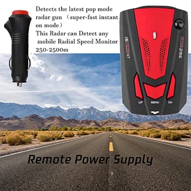 V7 Radar Detector for Cars with Long Range Detection, Led Display, Mute Memory, City/Highway Mode, Ideal Detector Gifts for Cars (Red) - Image 2