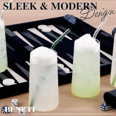 BENETI Modern Tall Drinking Glasses Set of 6 | Handmade In Europe | 18oz Premium Highball Crystal Glass Cups for Water and Juice - Image 4