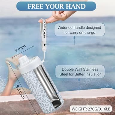 MAXSO Sealed Can Cooler Fizz Lid Can Cover for 12 oz Regular, Slim Skinny Cans & As Thermal Bottle, 4-in-1 Insulated Vacuum Stainless Steel Carbonated Cold Drink Holder - Leopard - Image 2