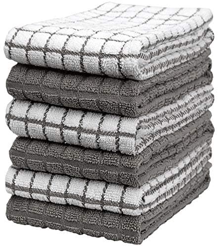 Bumble Kitchen Towels | 100% Cotton Dish Towels with Hanging Loop | 16"x 28" | 380GSM | Absorbent Kitchen Towel Set | 6 Pack, Gray - Image 1