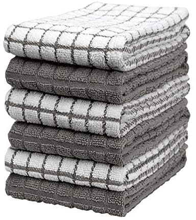 Bumble Kitchen Towels | 100% Cotton Dish Towels with Hanging Loop | 16"x 28" | 380GSM | Absorbent Kitchen Towel Set | 6 Pack, Gray - Image 1