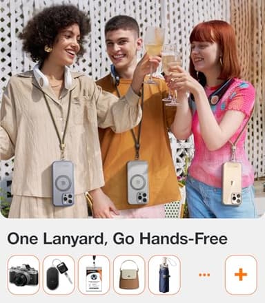 TORRAS Phone Lanyard Crossbody with 2 Phone Tabs, Adjustable Anti Theft Phone Strap for iPhone 17 Pro Max, Premium Metal Buckles, Universal Cell Phone Neck lanyard for Women and Men, Khaki - Image 7