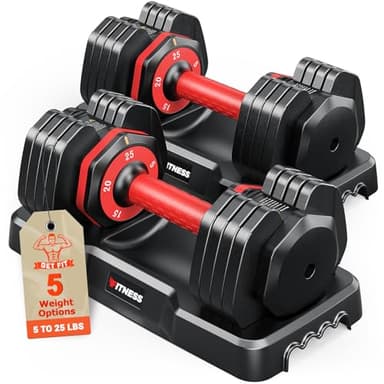 Rendpas Adjustable Dumbbells Set of 2, Select Weight Dumbbell Set, 5 in 1 Free Dumbbell Set with Anti-Slip Texture Handle, Weight Set For Home Gym Suit both Men and Women (25lb 2pcs) - Image 1