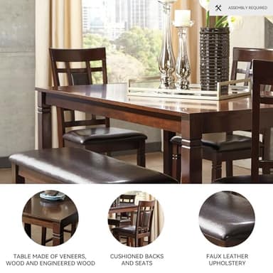 Signature Design by Ashley Bennox Dining Room Table and Chairs with Bench (Set of 6), Brown - Image 4