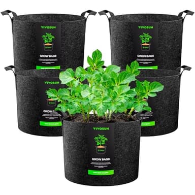 VIVOSUN 5-Pack 25 Gallon Plant Grow Bags, Heavy Duty Thickened Nonwoven Fabric Pots with Handles - Image 1