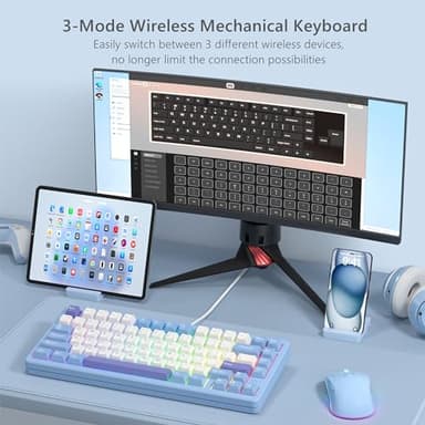 Womier SK75 75% Keyboard with Full Aluminum Wireless Mechanical Gaming Keyboard, VIA Custom Pre-lubed POM Switches RGB Creamy Gaming Key Board, 3-Modes Gasket Hot Swappable, Blue - Image 6