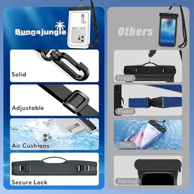 Waterproof Phone Pouch - 2 Pack IP68 Floating Waterproof Phone Case, Dry Bag Beach Cruise Essentials 2025 with Adjustable Lanyard for iPhone 16 Pro Max / 15 Pro / Galaxy S24 S23 (Black and White) - Image 3