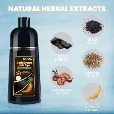 BOJICA Hair Dye Shampoo for Gray Hair Coverage, 3-in-1 Semi-Permanent Color Shampoo for Women & Men Dark Brown - Image 2