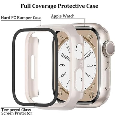 6-Pack Case with Tempered Glass Screen Protector Compatible with Apple Watch Series SE 3(2025)/SE 2/SE/6/5/4 40mm, Full Coverage Hard PC Protective Face Cover Bumper for iWatch 40 mm - Image 2