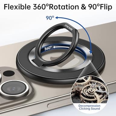 Syncwire Magnetic Phone Ring Holder for MagSafe, Magnetic Ring Holder Cell Phone Grip Stand Finger Ring Kickstand with Two-Sided Magnetic Compatible iPhone 16 Pro Max 15 14 13 12 Android - Titanium - Image 2